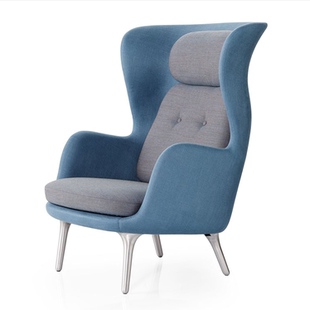 北欧风艺术实木真皮软包椅子北欧简约现代单人躺椅高背网红休闲椅