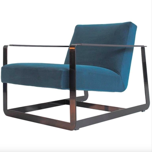 北欧艺术黑色不锈钢扶手椅简约客厅会所椅沙发椅极简网红休闲椅子