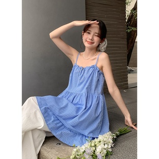 A字抽绳背心小衫 吊带超显白条纹抹胸中长款 0444 定格美丽 衣尔衫