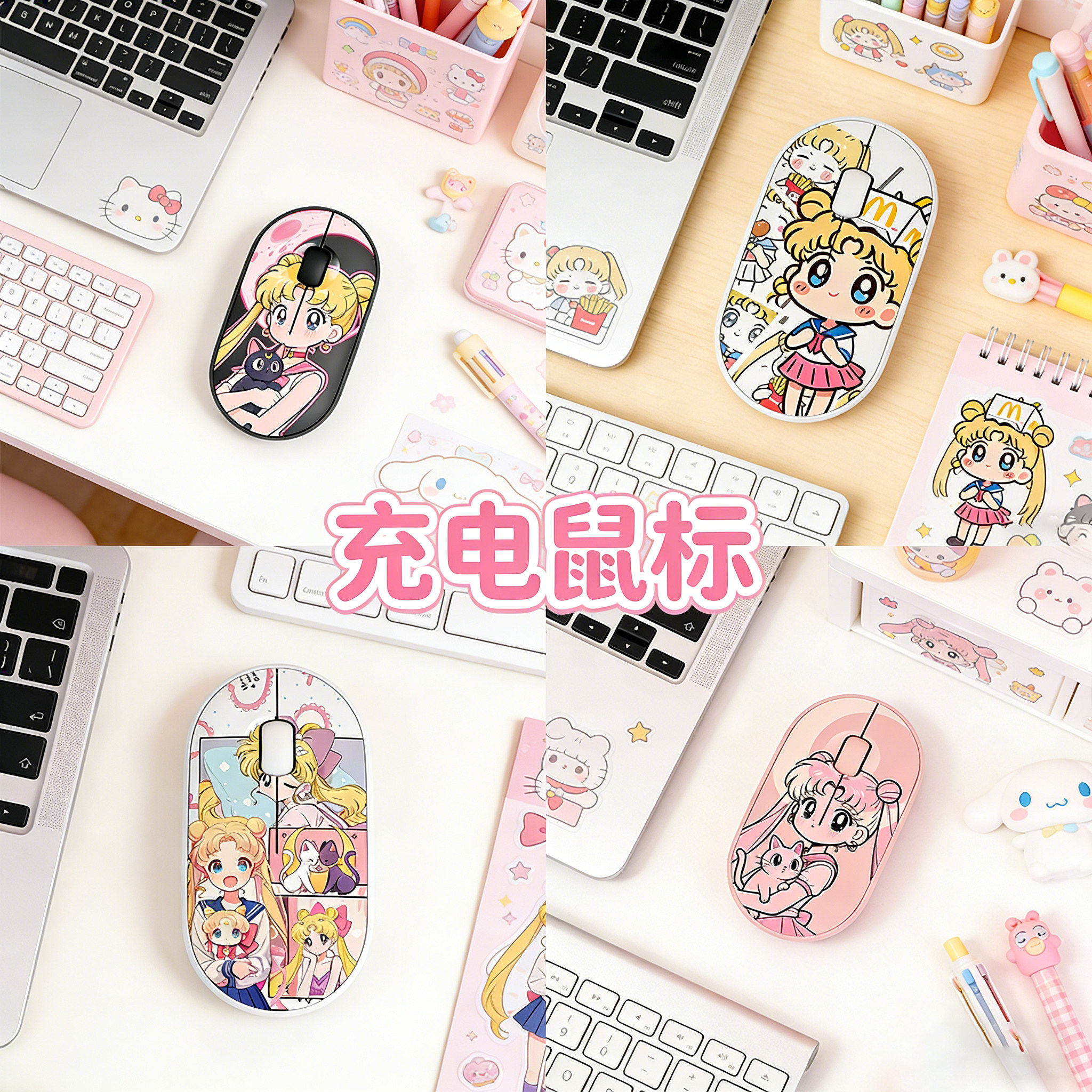 美少女战士无线蓝牙鼠标可爱卡通静音滑鼠电脑笔记本mac女生轻薄