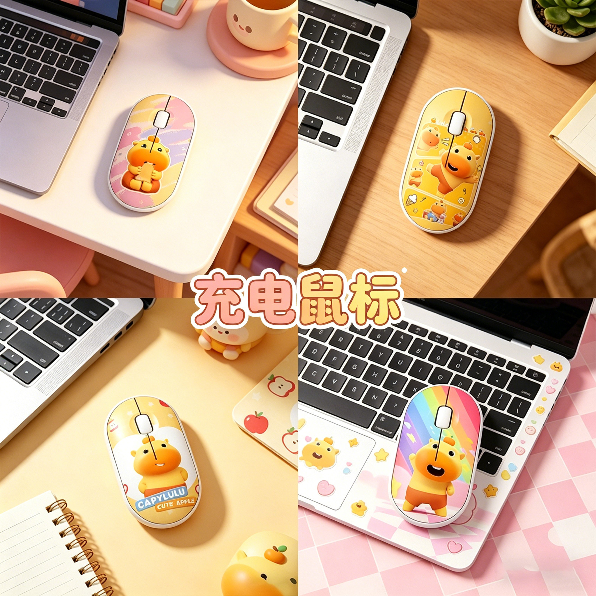 水豚噜噜蓝牙静音双模无线鼠标