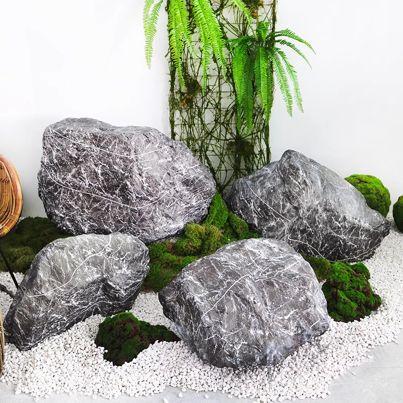 黑山石花园造景装饰鱼缸庭院仿真