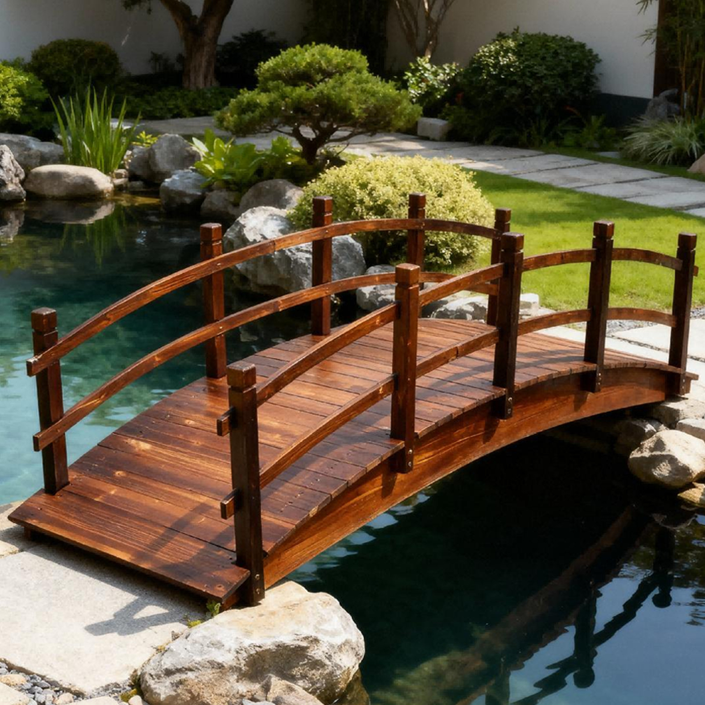 田园户外实木庭院露台装饰拱桥