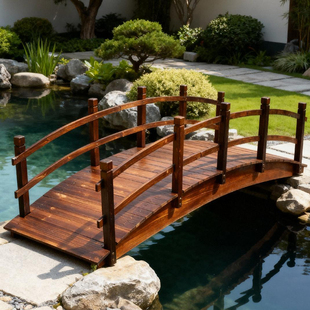 饰碳化木木桥景观桥 田园乡村花园户外小拱桥实木防腐木庭院露台装