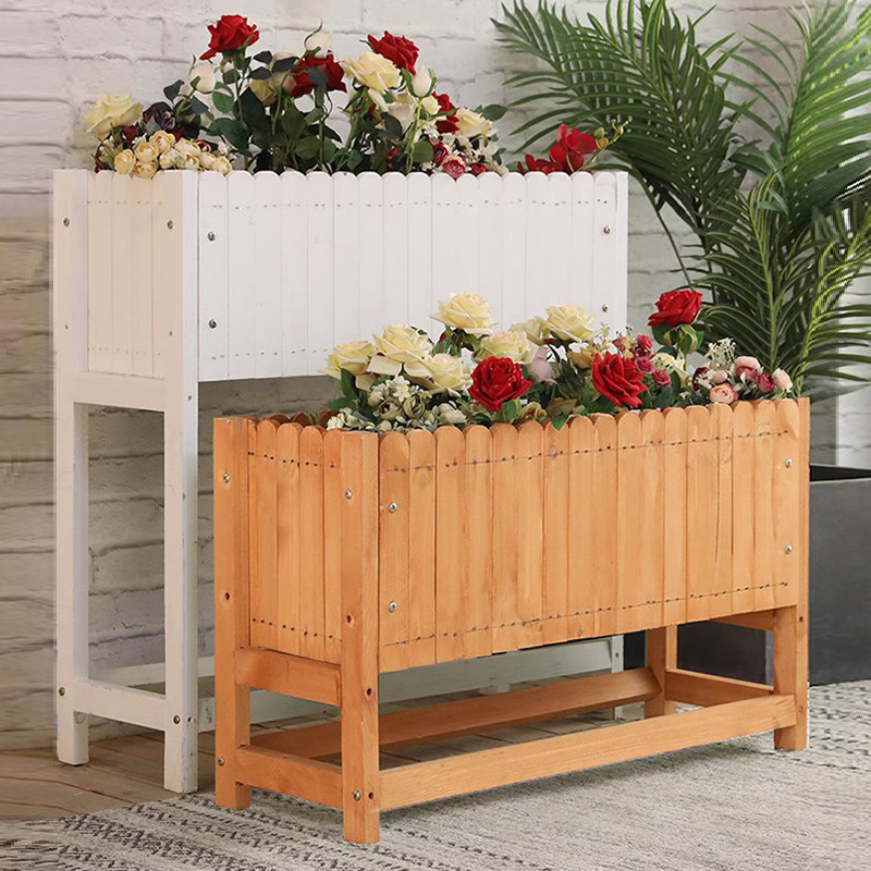 庭院防腐木种植高脚设计花盆花槽