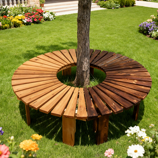 防腐木围树椅花园公园椅阳台围树座户外长椅子凳子庭院长凳木围凳