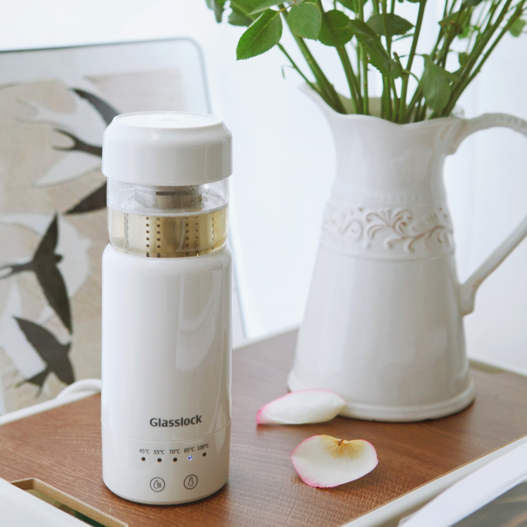 Glasslock GE-TH01WH 电热水杯便携式烧水恒温壶小型保温杯烧水杯