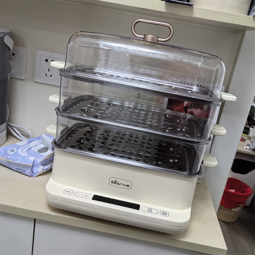 小熊电蒸锅多功能家用三层保温定时蒸汽锅隔水蒸炖锅不锈钢早餐机