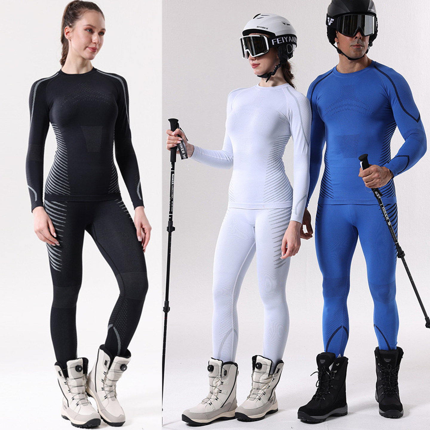 冬季新款专业滑雪服保暖内衣打底男女压缩速干衣裤户外运动服套装