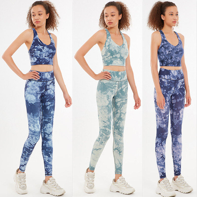 高端花色健身裤女运动压缩跑步专业收腿塑形高腰提臀瑜伽裤九分裤