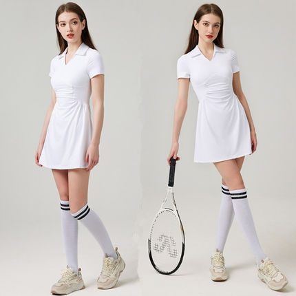 2024夏季时尚瑜伽服网球裙速干运动裙裤套装美背羽毛球健身连衣裙