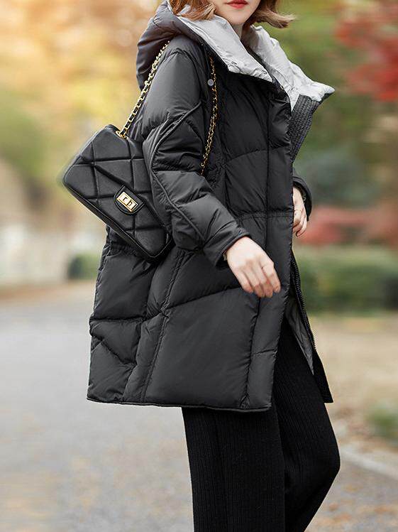 이론 테일러 고급 90 화이트 덕다운 후드 미드길이 다운 재킷 가을 겨울 신작 통근