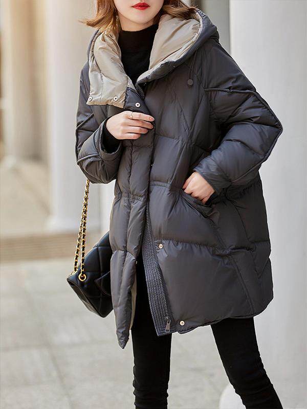 이론 테일러 고급 90 화이트 덕다운 후드 미드길이 다운 재킷 가을 겨울 신작 통근