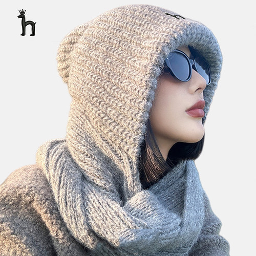 哈吉斯船长冬季韩版巴拉克拉法帽围巾披肩帽衫一体式保暖百搭围脖