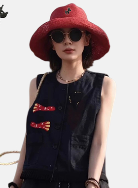 哈吉斯船长大檐防晒草帽女可折叠