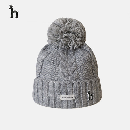 哈吉斯船长韩系甜美针织帽秋冬保暖毛线帽厚款护耳可爱毛球帽子女