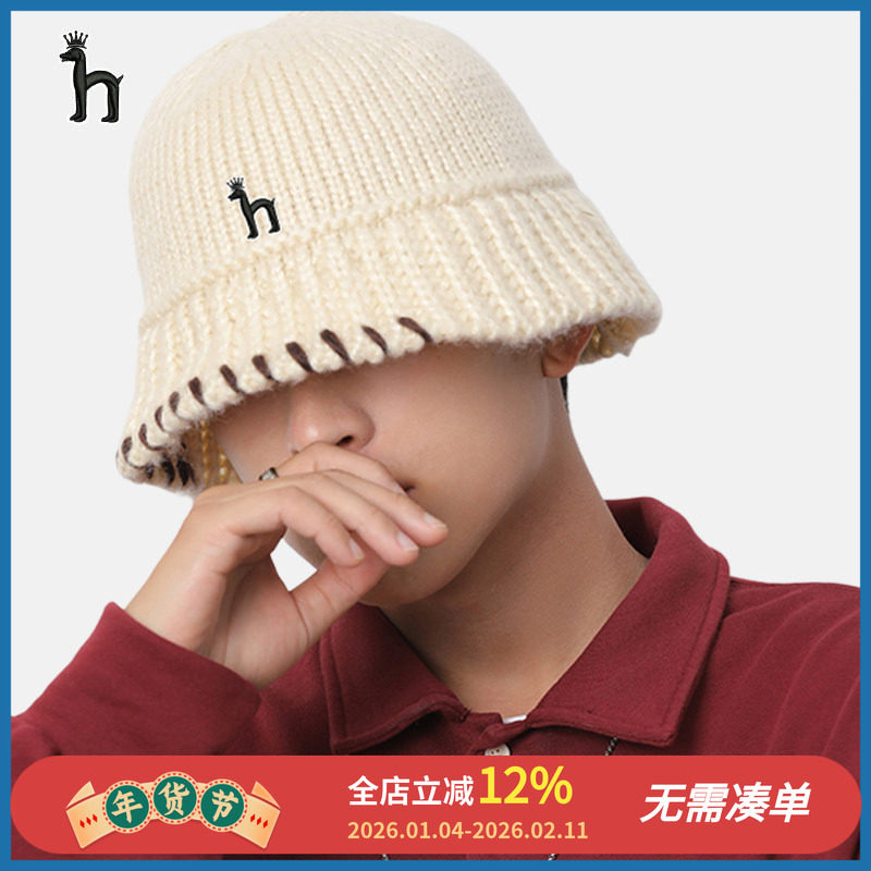 哈吉斯船长渔夫帽男士秋冬韩潮流针织帽子大头围ins显脸小毛线帽