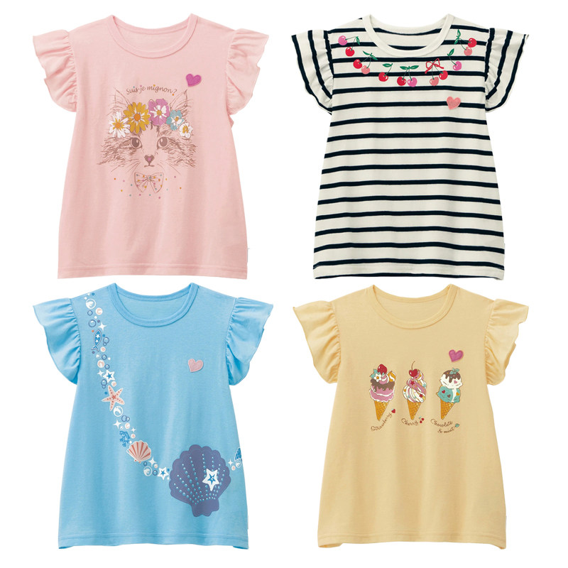 日系童装夏季女童纯棉T恤女宝薄款休闲卡通短袖儿童圆领飞袖上衣,童装/婴儿装/亲子装,T恤,淘宝优惠券,粉丝福利购,淘宝优惠卷