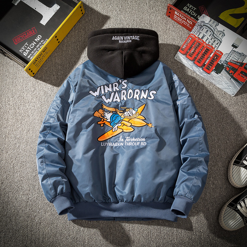 秋冬季棒球刺绣大码飞行员夹克