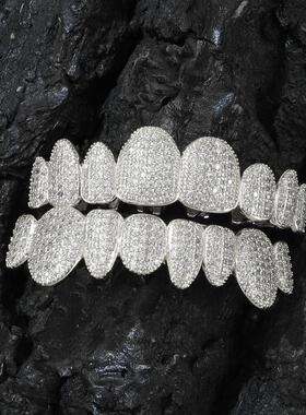 嘻哈新不规则锆石8齿锆石牙套hiphop grillz表演说唱万圣节男女潮