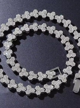 镶钻嘻哈项链三角形网球链潮男