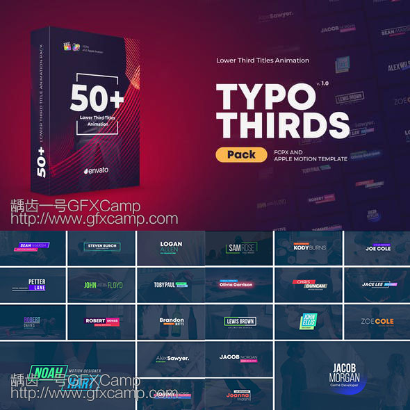 FCPX插件 50个简单实用时尚文字标题字幕条动画预设 Final Cut