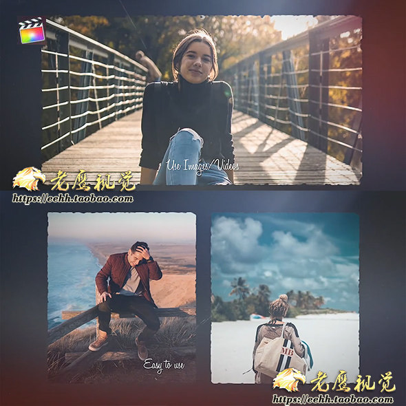 FCPX插件 胶片旅行婚礼生活记录照片相册图片模板开场视频片头