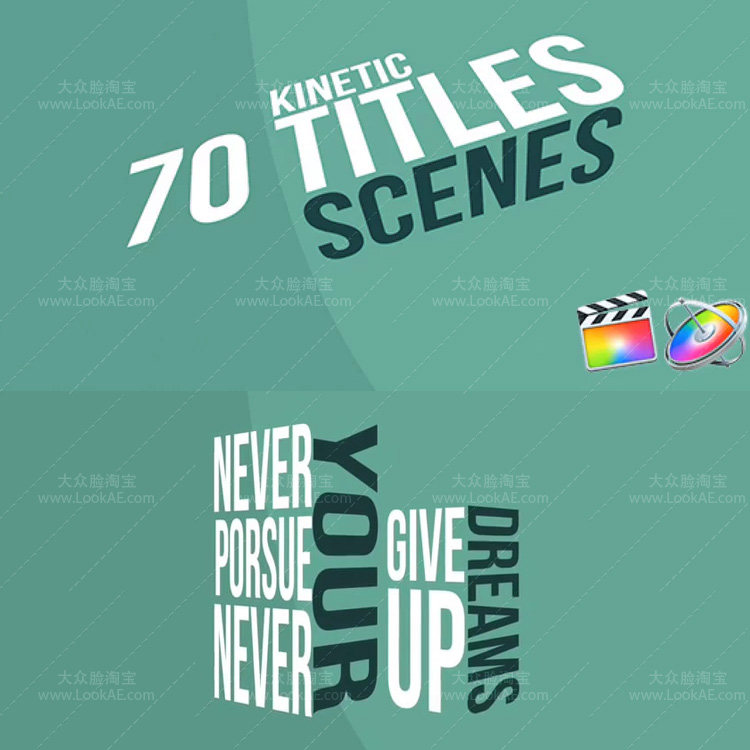 FCPX插件-70个文字标题排版运动预设动画