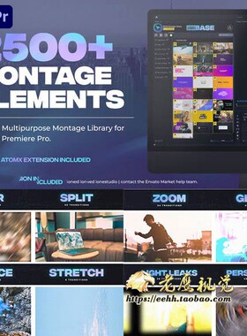 AE+PR脚本 2500个无缝视频转场文字标题排版字幕条调色特效预设V2