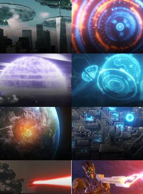 310+科幻技飞船穿梭地球 HUD武器设备特效合成透明背景4K视频素材