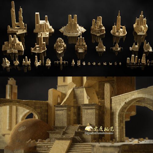 神秘外星古文明城市建筑3D模型 C4D/MAX/FBX/OBJ/Maya/Unity等