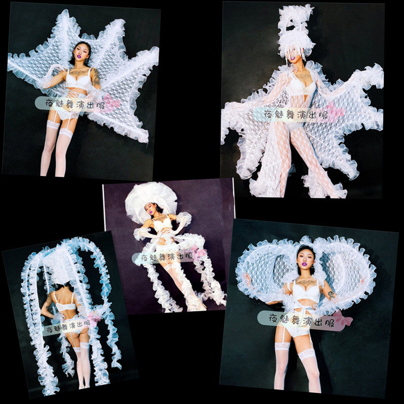 酒吧圣诞节gogo情人节梦幻主题派对夸张大帽子蕾丝天使翅膀演出服