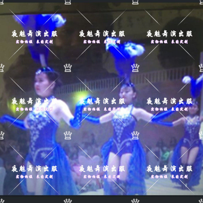 中秋节酒吧DS演出服桑巴舞民族舞大气开场宝蓝羽毛gogo演出服