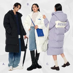 巨保暖！韩潮中长款过膝加厚保暖羽绒服男女情侣款连帽长款羽绒衣