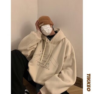 新春重磅卫衣男秋冬新款加绒加厚宽松oversize美式高街潮牌连帽衫