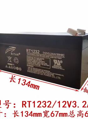 瑞达RT1232 12V3.2AH/20HR消防电梯蓄电池充电电瓶
