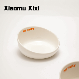 斜口陶瓷猫碗猫粮碗猫咪喝水碗保护颈椎防打翻宠物狗碗预防黑下巴