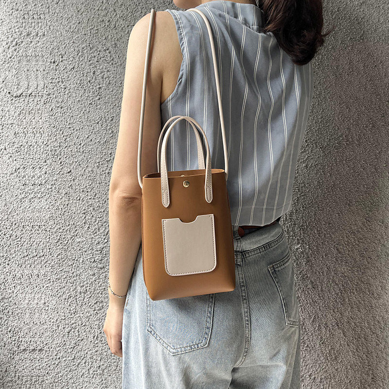 网红撞色迷你手机包简约时尚手提包小众质感拼色单肩斜挎包大容量