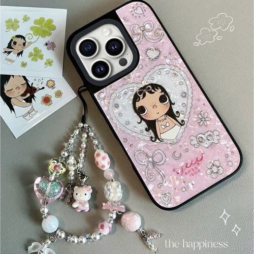 新款Yuy小玉女孩贝母适用于苹果17 16Pro Max手机壳iPhone17Pro Max磁吸12 13 14 15Pro防摔Air卡通保护壳套