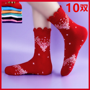 10双新款袜子女ins潮中筒黄色紫色妈妈网红长袜秋冬季厚款堆堆袜