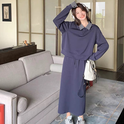 温柔系时尚百搭穿搭休闲显瘦气质卫衣轻熟风半身裙两件套女