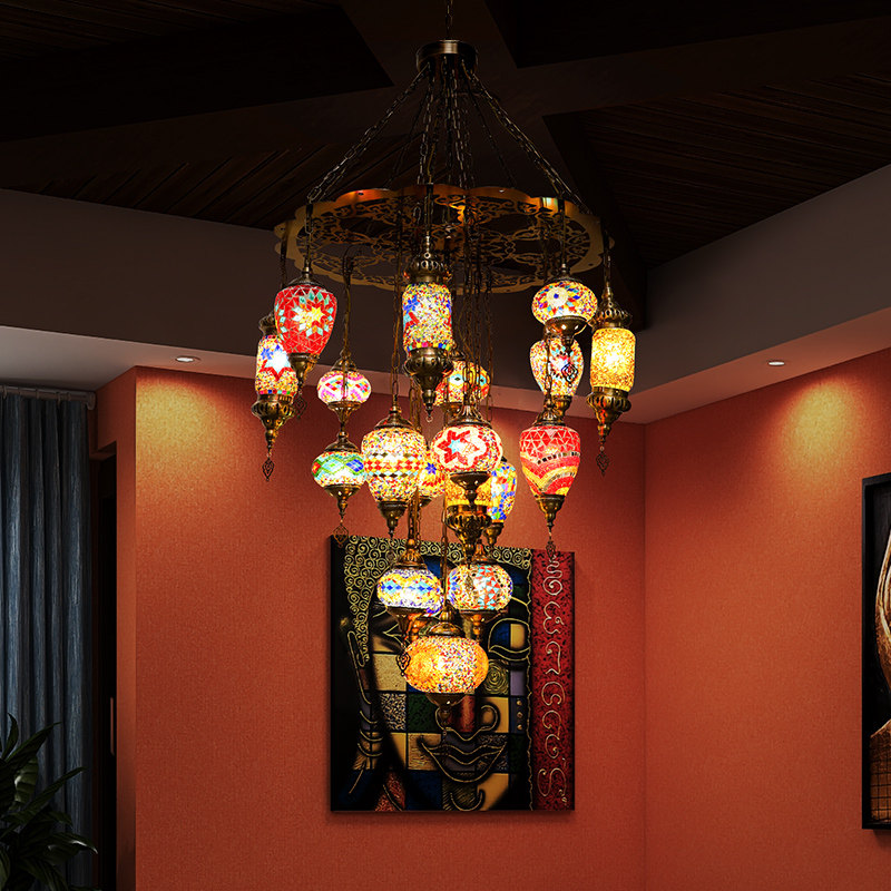 异丽铁艺吸顶吊灯咖啡厅酒吧复古怀旧工业风餐厅酒店客厅楼梯灯具