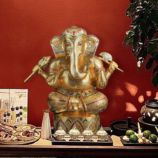 泰吉利东南亚实木象神摆件泰式 饰 会所酒店客厅玄关金箔象鼻神装