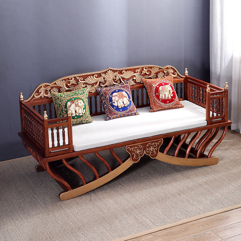 泰吉利新中式实木客厅沙发坐垫带靠背东南亚风格泰式会所软装家具