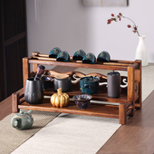 柚木茶杯架实木茶具茶壶紫砂壶收纳架中式 多宝阁博古架置物架架子