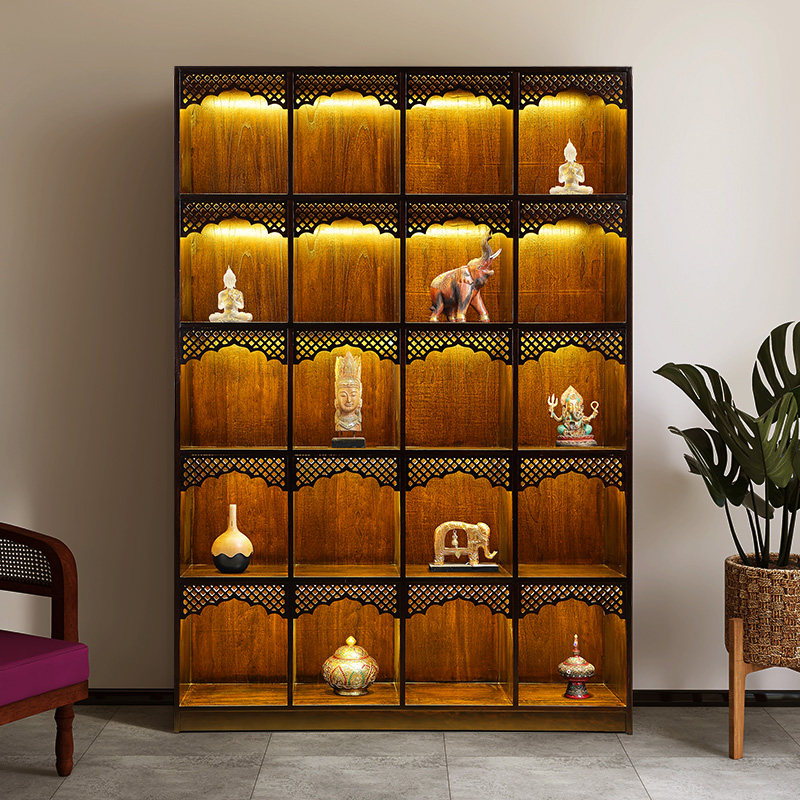 泰吉利泰式木质雕花复古展示柜博古柜精品展示柜东南亚门厅多宝阁