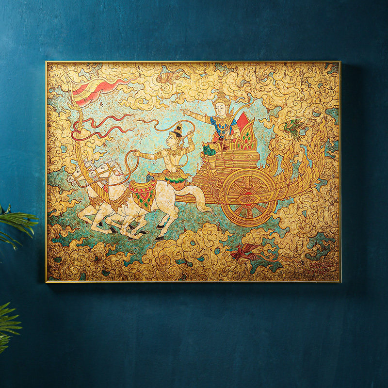 泰国喷绘人物画玄关客厅壁画装饰画酒店会所过道走廊家用挂画墙画