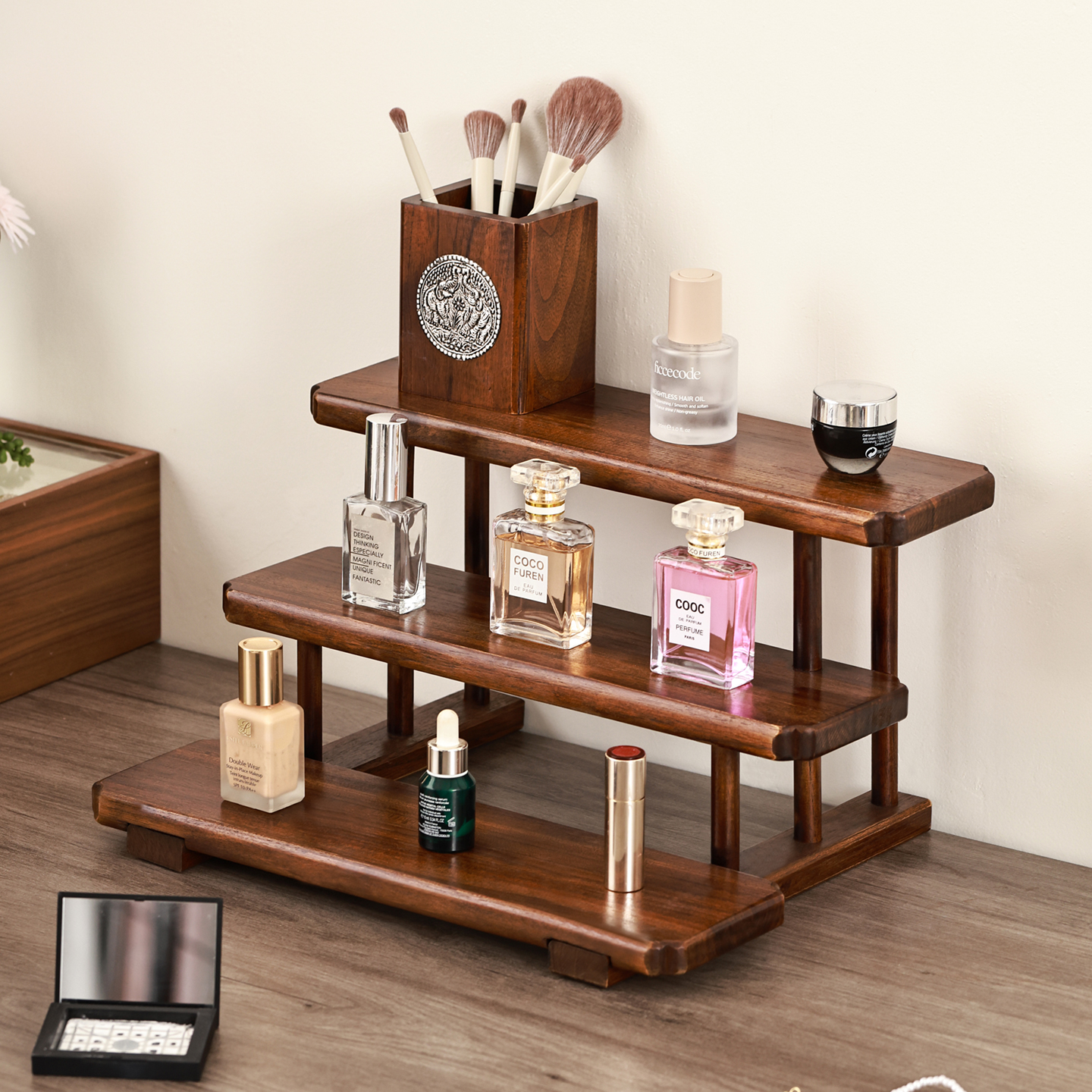 泰吉利实木香水置物架桌面多层
