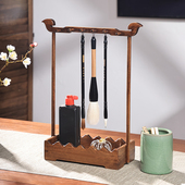 泰吉利实木笔架复古多功能毛笔挂架置物架文房四宝摆件书法收纳架