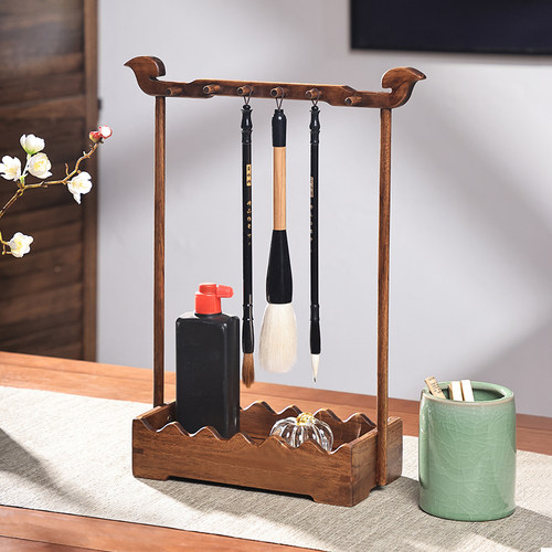 泰吉利实木笔架复古多功能挂架